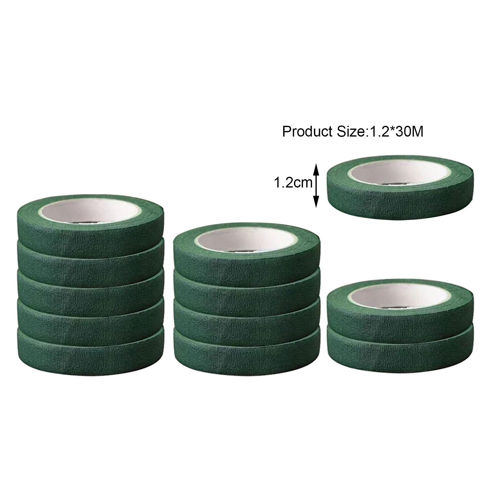 Floral Tape Green - 12巻のフローラルテープ、ダークグリーンのフラワーテープ、DIYフラワーアレンジメントウェディング用