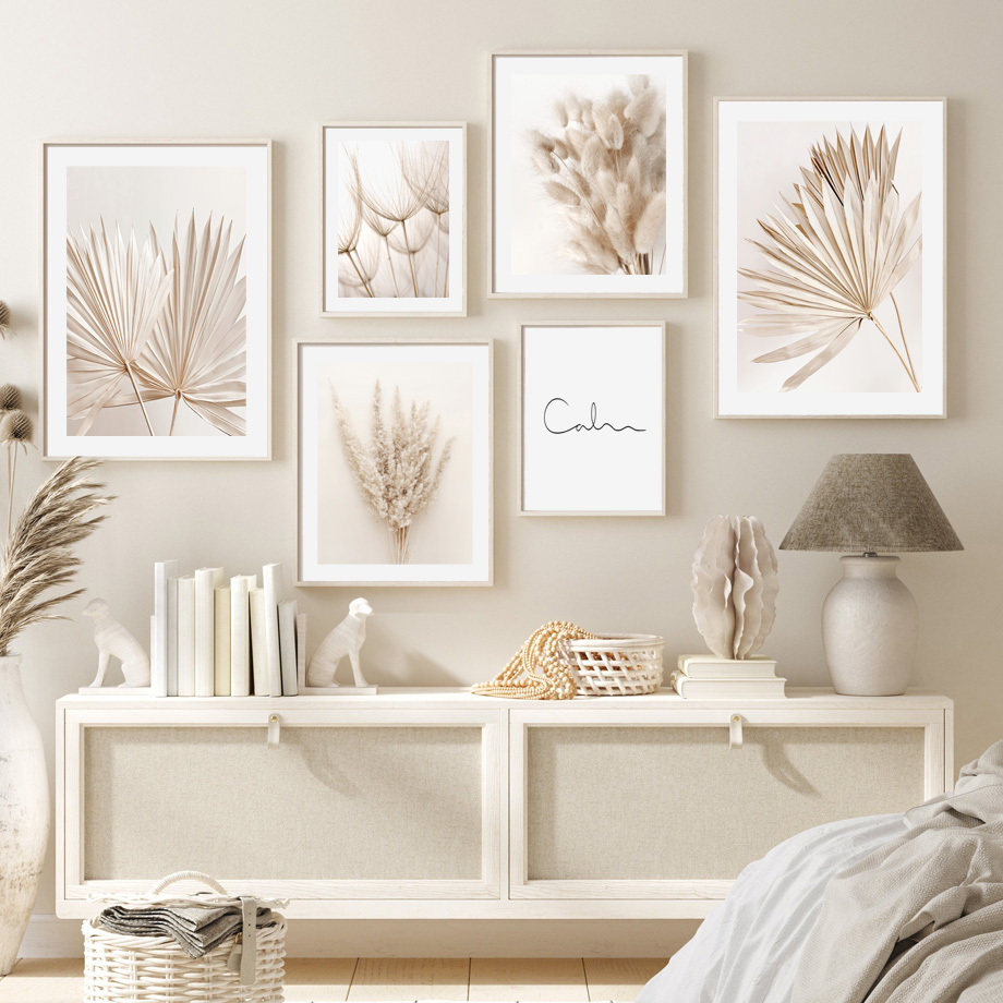 ニュートラルベージュ ボヘミアン ウォールアート 壁画 キャ - Palm Leaf Dried のレビューと価格