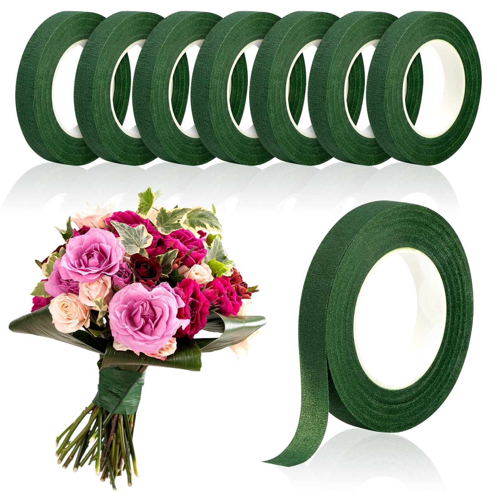 20 ヤードグリーンブーケ花柄テープ自己粘着包装紙テープ花屋 - Floral Tape Green のレビューと価格