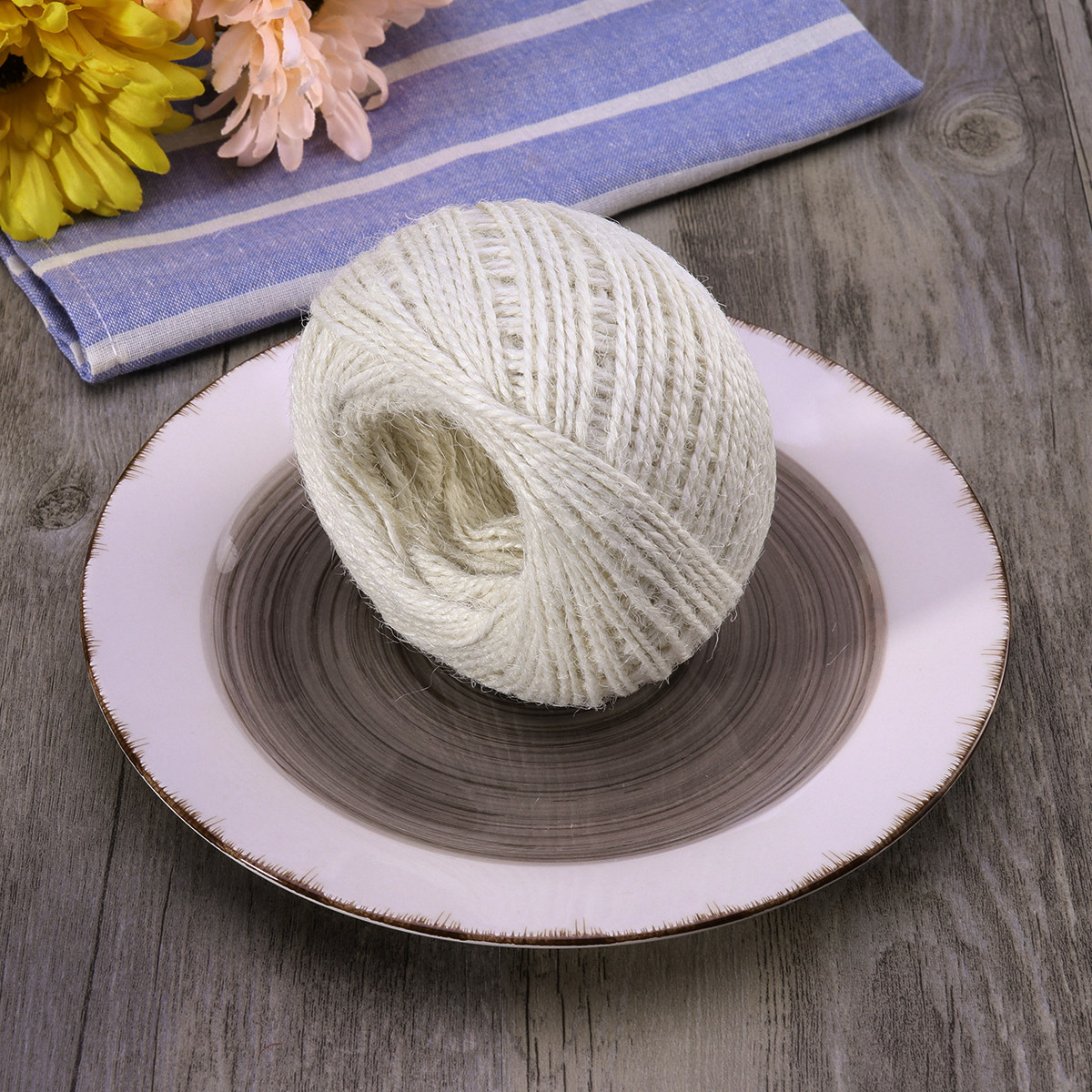 クリーミーホワイトのジュートロープ、天然麻ひも、DIYクラフ - Twine Jute Natural のレビューと価格