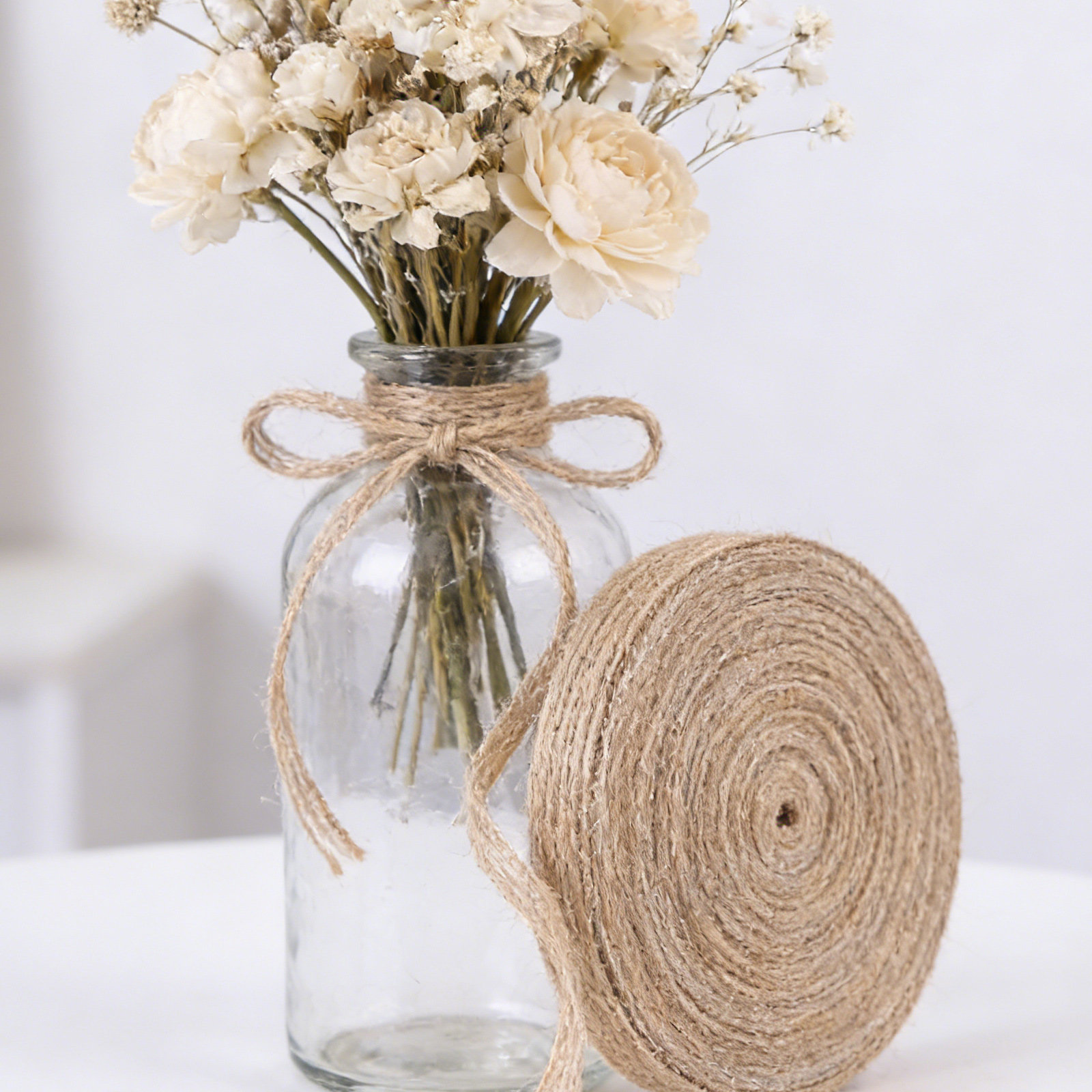 2巻入り天然ジュート麻装飾リボン、素朴な麻製クラフト紐、ウェ - Twine Jute Natural のレビューと価格