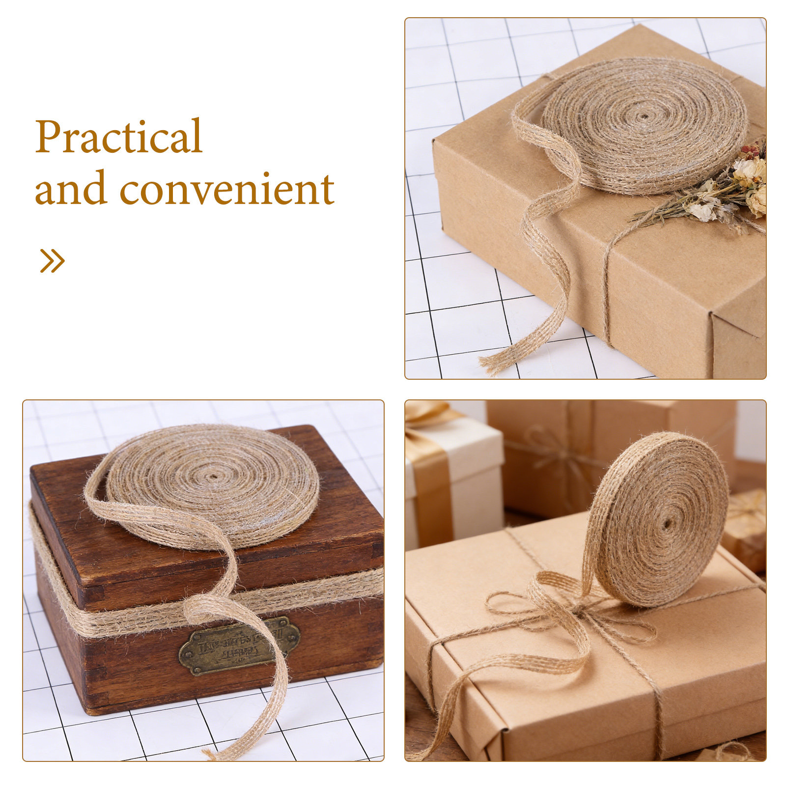 2巻入り天然ジュート麻装飾リボン、素朴な麻製クラフト紐、ウェ - Twine Jute Natural のレビューと価格